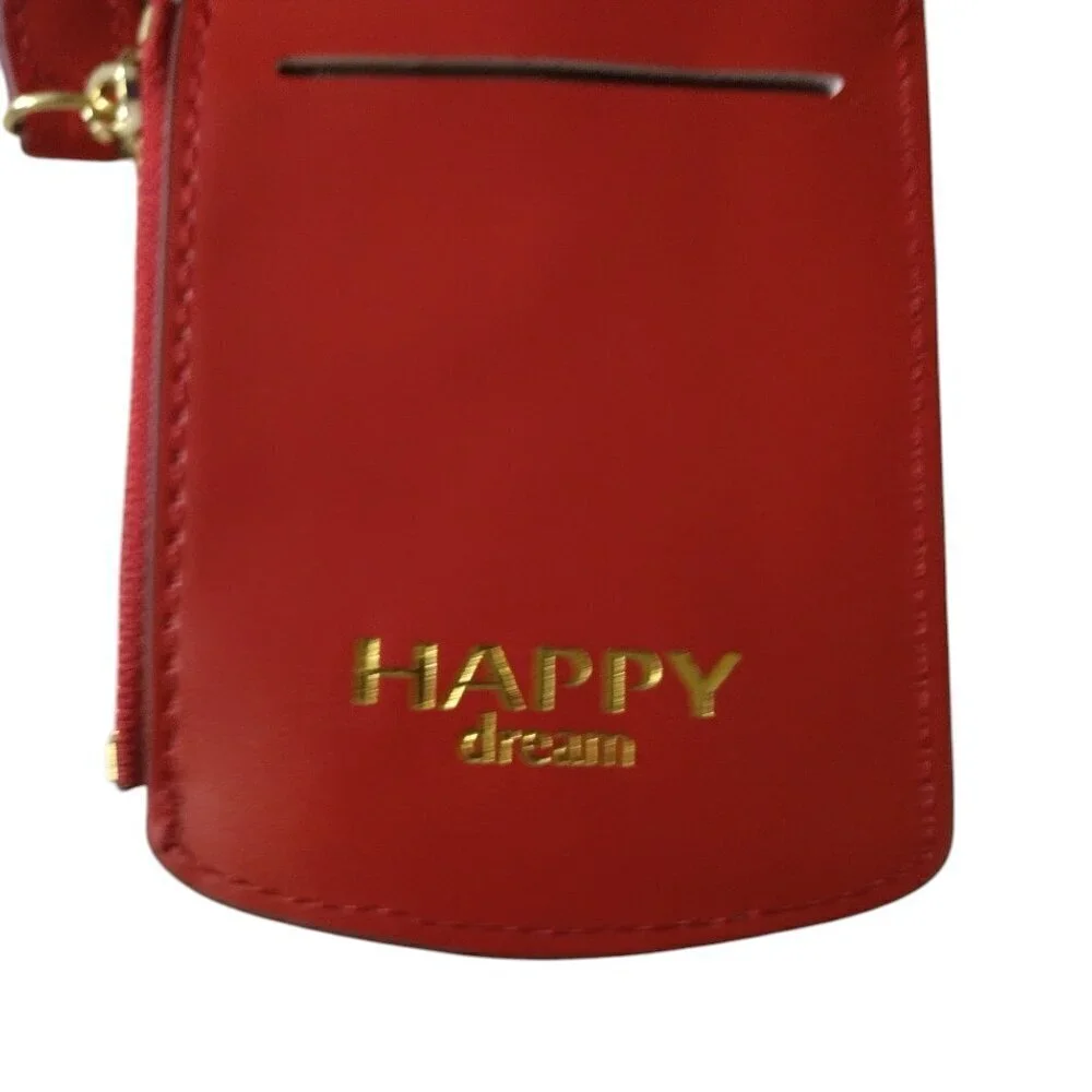 Happy Dream Disney Mickey Mouse Ears ID Travel Wallet Chain Purse Red Vacation
